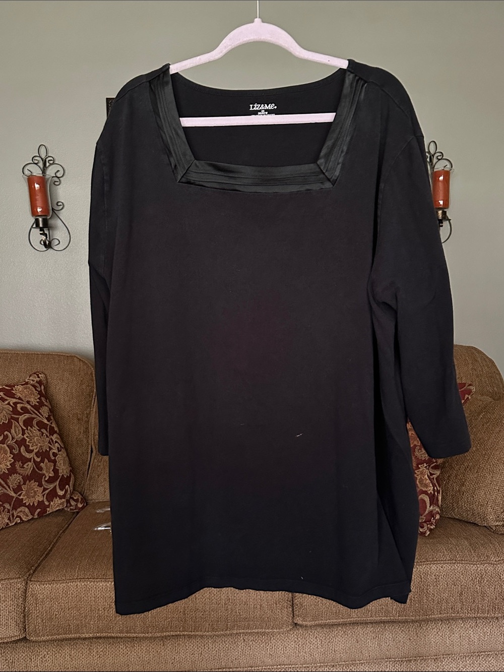 Black Square Neck Tunic Top